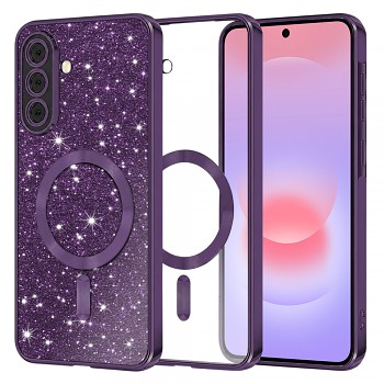 Kryt Techsuit Luxury Glitter MagSafe pro Samsung Galaxy A37 5G tmavě fialový