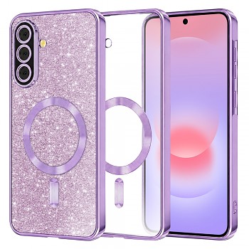 Kryt Techsuit Luxury Glitter MagSafe pro Samsung Galaxy A37 5G světle fialový