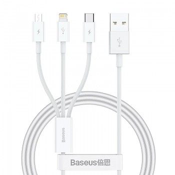 Datový kabel Baseus Superior Series Fast Charging USB-A na USB-C/microUSB/Lightning 3.5A 1m hvězdně bílý