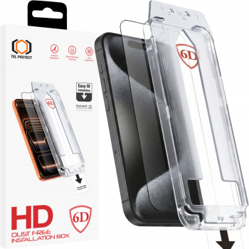 Tvrzené sklo Tel Protect Dust-Free Easy Fit Full Glue 6D pro iPhone 15 Pro Max černé