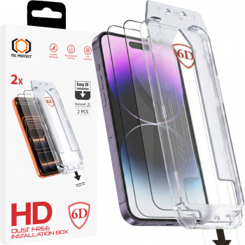 Tvrzené sklo Tel Protect Dust-Free Easy Fit 6D pro iPhone 14 Pro Max černé 2ks