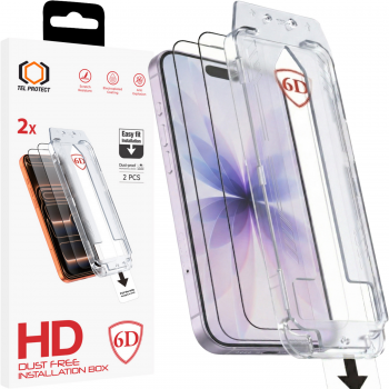 Tvrzené sklo Tel Protect Dust-Free Easy Fit 6D pro iPhone 16 Pro/17 černé 2ks