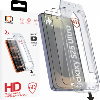 Tvrzené sklo Tel Protect Dust-Free Easy Fit 6D pro Samsung Galaxy S25 černé 2ks