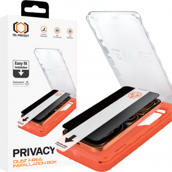 Tvrzené sklo Tel Protect Dust-Free Easy Fit Privacy Titan pro iPhone 17 Pro černé