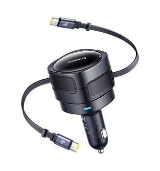Nabíječka do auta Baseus Enjoyment Max s 2x USB-C kabelem 60W Cosmic Black
