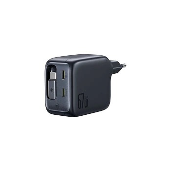 Nabíječka Baseus EnerCore CJ11 67W + zatahovací kabel USB-C Cosmic Black