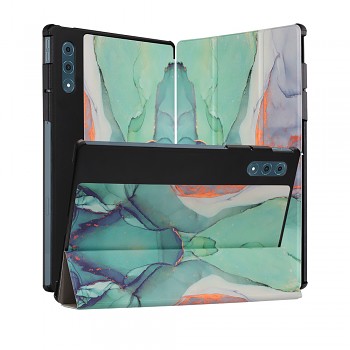 Pouzdro Techsuit FoldPro pro Lenovo Yoga Tab Plus 12.7 zelené s motivem času