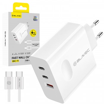 Síťová nabíječka Blavec BC-11 GaN 65W 3A s kabelem USB-C bílá