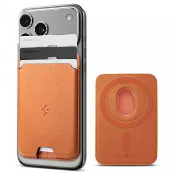 Magnetická peněženka Spigen Valentinus MagFit AFA11339 na 3 karty metalicky oranžová