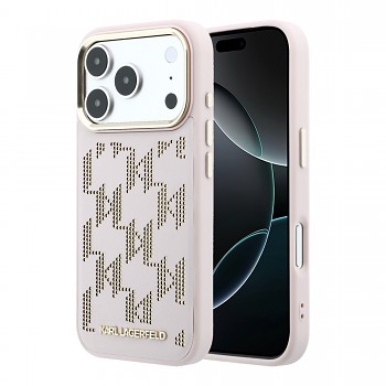 Zadní Kryt Karl Lagerfeld PU Perforated Monogram MagSafe pro iPhone 17 Pro Max Pink