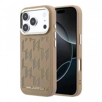 Zadní Kryt Karl Lagerfeld PU Perforated Monogram MagSafe pro iPhone 17 Pro Beige