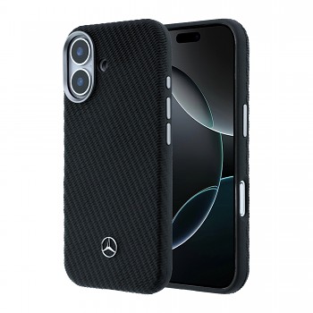 Zadní Kryt Mercedes PU Leather Wood Semi Wrap MagSafe pro iPhone 17 černý