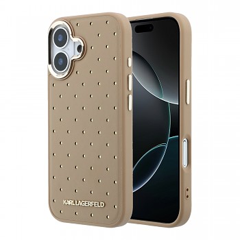 Zadní Kryt Karl Lagerfeld PU Perforated Gold Dots MagSafe pro iPhone 17 Beige