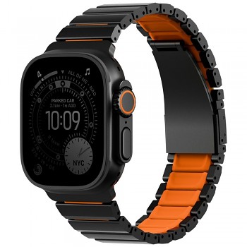 Řemínek pro Apple Watch UNIQ Strova Flex černo-oranžový
