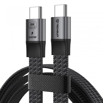 Datový kabel Techsuit ElysiumSync Pro CX1 USB-C / USB-C 240 W USB4 40 Gb/s 8K 60 Hz 1 m šedý