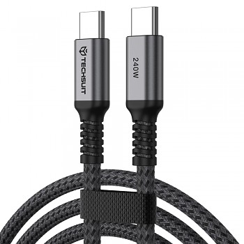 Datový kabel Techsuit TitanSync Pro CX2 USB-C / USB-C 240 W 480 Mb/s 2 m šedý