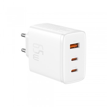 Síťová nabíječka Baseus Cube Pro 2× USB-C a USB-A 65 W bílá