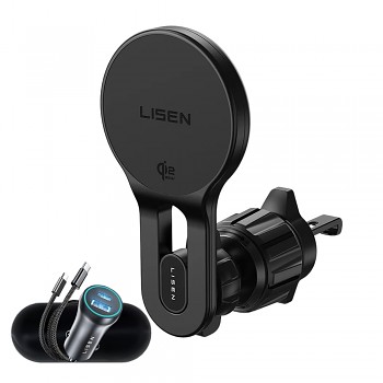 Držák do auta s bezdrátovým nabíjením Lisen W704 Pro Qi2.2 25 W černý