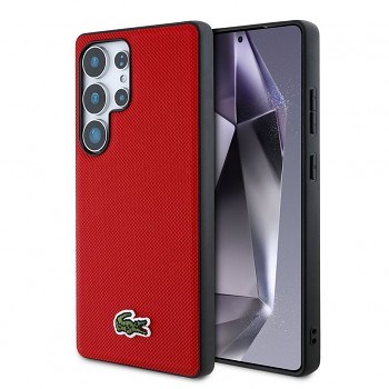 Kryt Lacoste Iconic Petit Pique Woven Logo s MagSafe pro Samsung Galaxy S25 Ultra červený