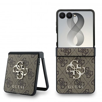 Kryt Guess PU 4G Metal Logo pro Samsung Galaxy Z Flip 8 hnědý