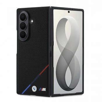 Kryt BMW M PU Perforated Tricolor Stripe Magnetic pro Samsung Galaxy Z Fold 8 Ultra černý
