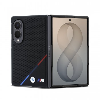 Kryt BMW M PU Perforated Tricolor Stripe Magnetic pro Samsung Galaxy Z Fold 8 černý
