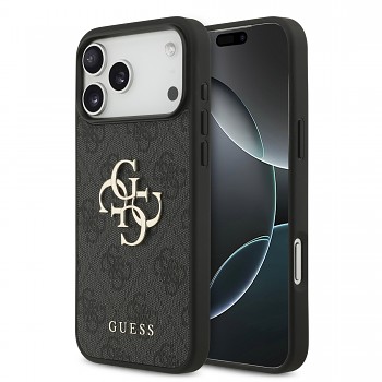 Guess PU 4G Metal Logo Zadní Kryt pro iPhone 18 Pro Max Grey