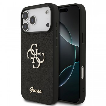 Guess PU Fixed Glitter 4G Metal Logo Zadní Kryt pro iPhone 18 Pro Max Black