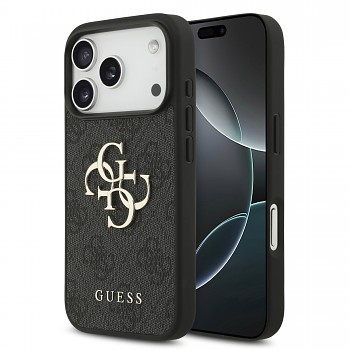 Guess PU 4G Metal Logo Zadní Kryt pro iPhone 18 Pro Grey