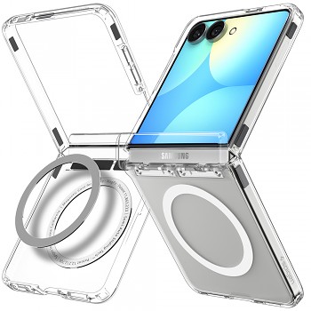 Spigen kryt Ultra Hybrid Pro MagFit pro Samsung Galaxy Z Flip8, transparentní s bílými prvky
