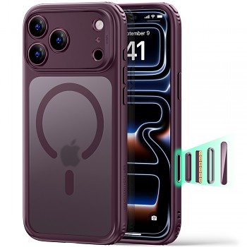ESR kryt Classic Hybrid HaloLock pro iPhone 18 Pro Max / iPhone 17 Pro Max, matně tmavě vínový