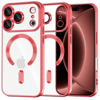 Techsuit kryt Luxury Crystal MagSafe pro iPhone 18 Pro Max / iPhone 17 Pro Max, červený