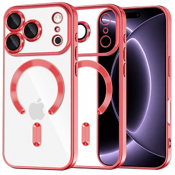 Techsuit kryt Luxury Crystal MagSafe pro iPhone 18 Pro / iPhone 17 Pro, červený