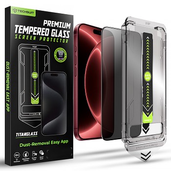 Techsuit ochranné sklo TitanGlass FullCover pro iPhone 18 Pro Max s privátním filtrem