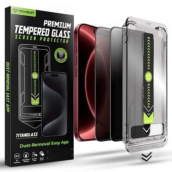 Techsuit ochranné sklo TitanGlass FullCover (2 ks) pro iPhone 18 Pro Max s privátním filtrem