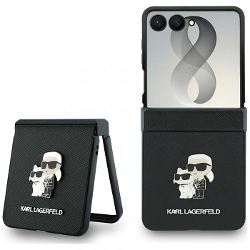 Karl Lagerfeld kryt Saffiano Karl&Choupette Metal Pin pro Samsung Galaxy Z Flip8, černý