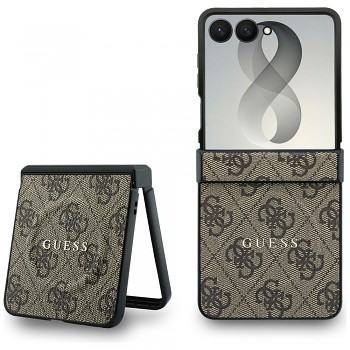 Guess kožený kryt 4G Leather Classic MagSafe pro Samsung Galaxy Z Flip8, hnědý
