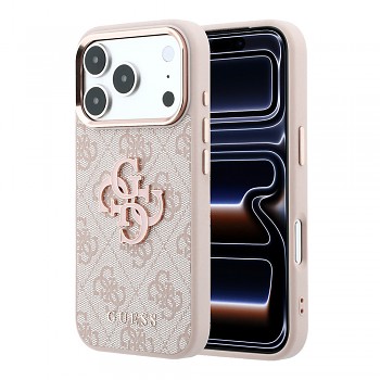 Guess pevný kryt 4G Big Resin Logo pro iPhone 18 Pro, růžový