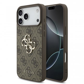 Guess zadní kryt PU 4G Metal Logo pro iPhone 18 Pro Max, hnědý