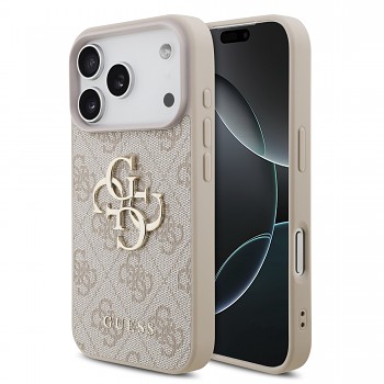 Guess zadní kryt PU 4G Metal Logo pro iPhone 18 Pro, růžový