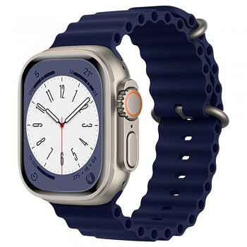 Techsuit řemínek pro Apple Watch 1 / 2 / 3 / 4 / 5 / 6 / 7 / 8 / 9 / 10 / 11 / SE / SE 2 / SE 3 / Ultra / 2 / 3 (42 / 44 / 45 / 46 / 49 mm), tmavě modrý