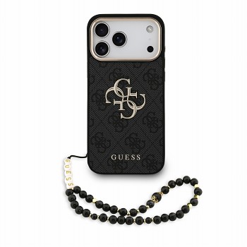 Guess zadní kryt PU 4G Metal Logo Strap pro iPhone 18 Pro Max, černý