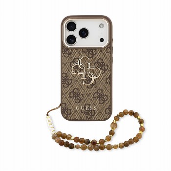 Guess zadní kryt PU 4G Metal Logo Strap pro iPhone 18 Pro Max, hnědý