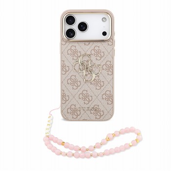 Guess zadní kryt PU 4G Metal Logo Strap pro iPhone 18 Pro Max, růžový