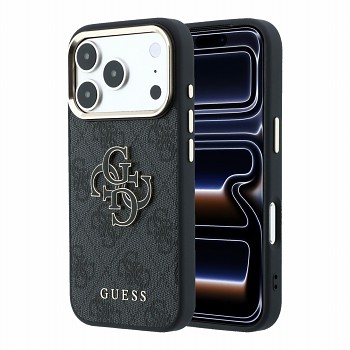 Guess zadní kryt PU 4G Resin Metal Logo pro iPhone 18 Pro Max, černý