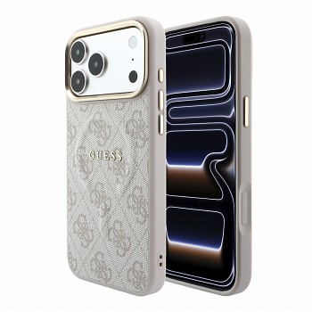 Guess zadní kryt PU Leather 4G Gold Frame Embossed MagSafe pro iPhone 18 Pro Max, růžový