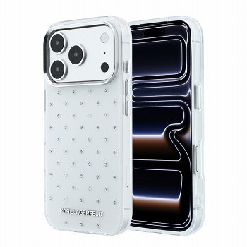 Karl Lagerfeld zadní kryt IML Rhinestones Allover MagSafe pro iPhone 18 Pro Max, bílý