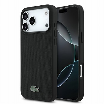 Lacoste zadní kryt z PVC Iconic Petit Pique Metal Logo MagSafe pro iPhone 18 Pro Max, černý