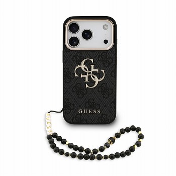 Guess zadní kryt PU 4G Metal Logo Strap pro iPhone 18 Pro, černý