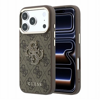 Guess zadní kryt PU 4G Resin Metal Logo pro iPhone 18 Pro, hnědý